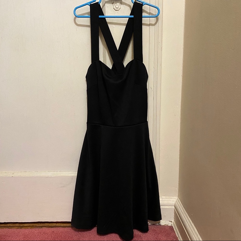 Forever 21 Black Skater Dress Criss Cross Straps